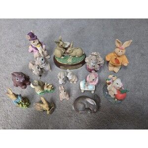 Vintage Easter Bunny Rabbit Figurine Lot Of 15 Porcelain 1990s